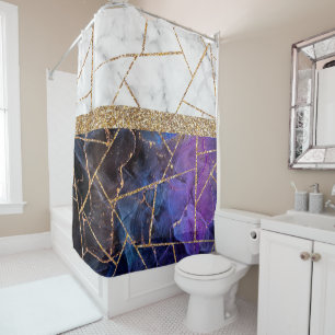 Luxury Interior Marble Stone Glitter  Shower Curtain