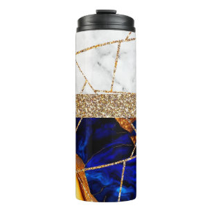 Luxury Interior Marble Stone Glitter Thermal Tumbler