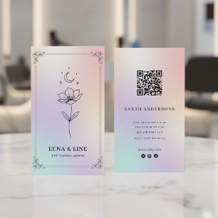 Luxury Iridescent Tattoo Artist Holographic  Business Card