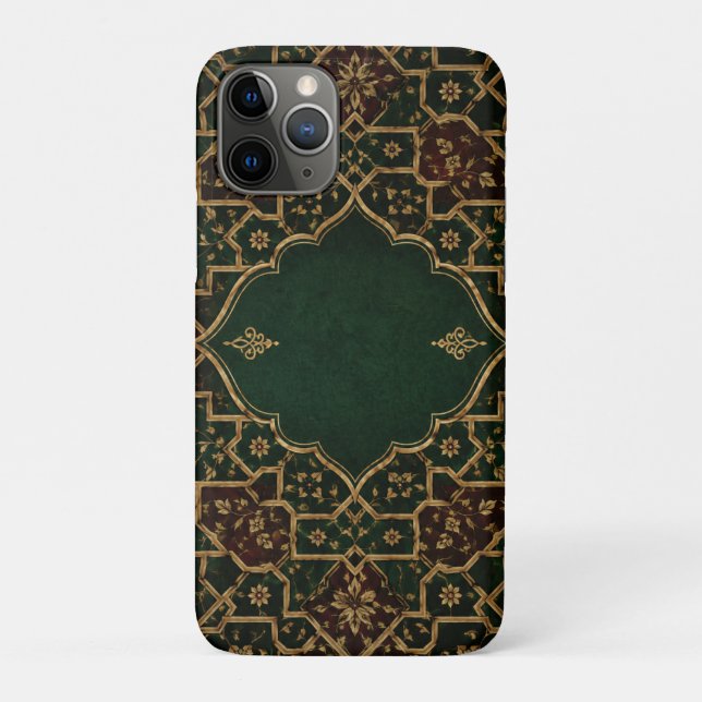 Luxury Islamic Arabesque Laptop Sleeve | Emerald & Case-Mate iPhone Case (Back)