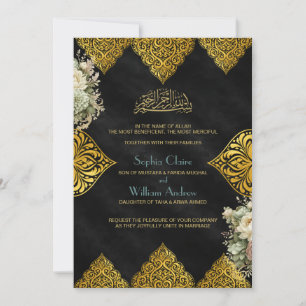 Luxury Islamic Ottoman Wedding Invitation Black
