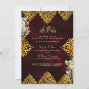 Luxury Islamic Ottoman Wedding Invitation Red