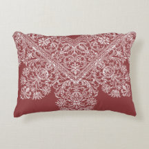 Luxury Italian Lace Pattern White on Dusty Red