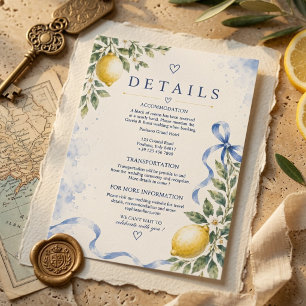 Luxury Italian Lemon Wedding Details Card