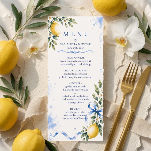 Luxury Italian Lemon Wedding  Menu (Creator Uploaded)