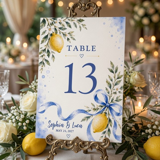 Luxury Italian Lemon Wedding  Table Number (Creator Uploaded)
