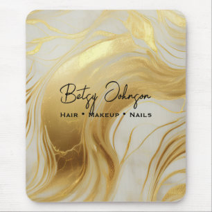 Luxury Ivory and Gold Foil Marbled Mouse Pad