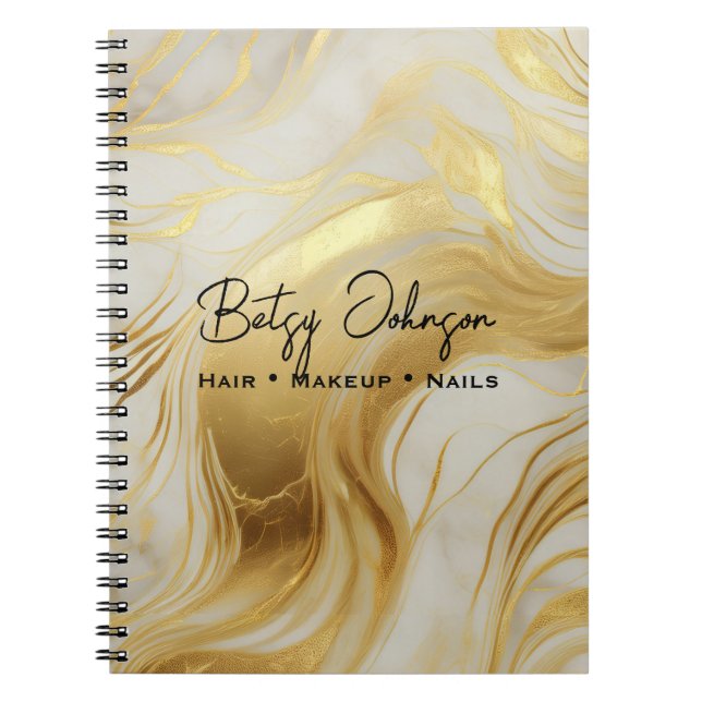Luxury Ivory and Gold Foil Marbled Notebook (Front)