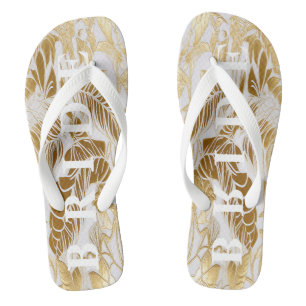 Luxury Ivory and Gold Palm Bride Jandals