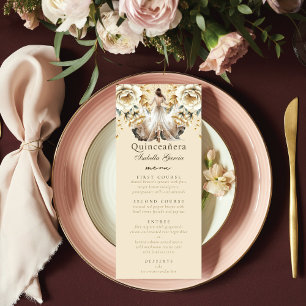 Luxury Ivory & Gold Quinceañera Menu