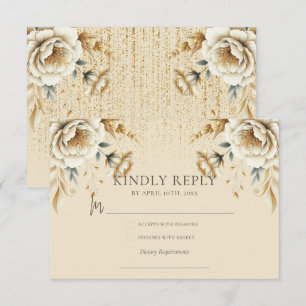 Luxury Ivory & Gold Quinceañera Rsvp Enclosure Card