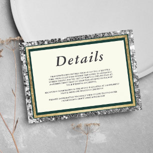 Luxury ivory gold silver forest green Details Enclosure Card