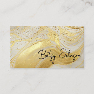 Luxury Ivory Marble & Gold Glitter Business Card