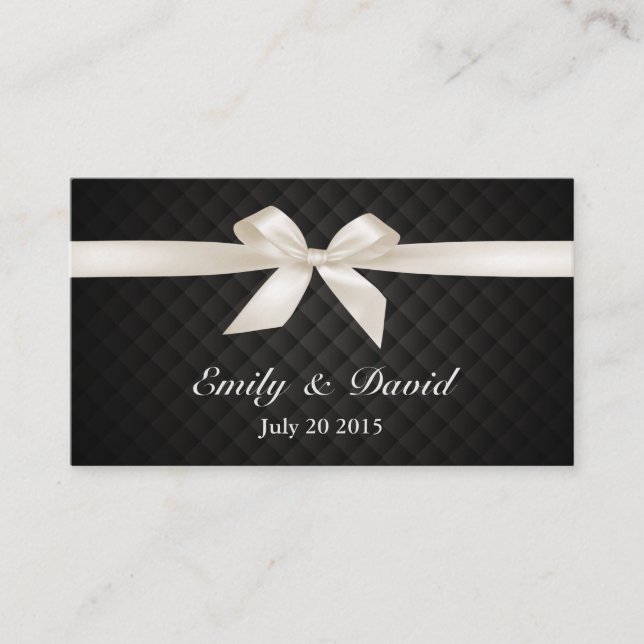 Luxury Ivory Ribbon Wedding Website Insert Card (Front)