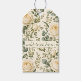 Luxury Ivory Rose & Sage Green Eucalyptus Wedding Gift Tags