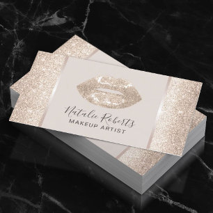 Luxury Ivory Shimmer Lips Modern Beauty Salon Business Card