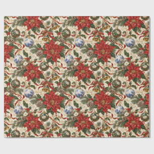 Luxury Japanese Christmas Botanical Wrapping Paper