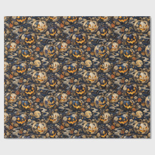 Luxury Japanese Halloween Pumpkin Wrapping Paper
