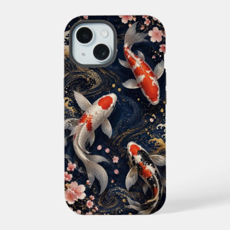 Luxury Japanese Koi Fish Phone Case for iPhone 15 