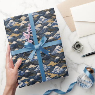 Luxury Japanese Mount Fuji Gold Wrapping Paper
