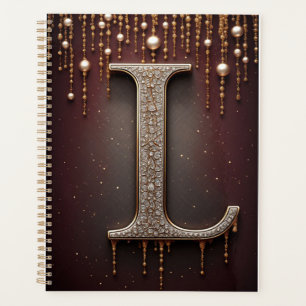 Luxury Jewel Letter L Monogram With Glitter Planner