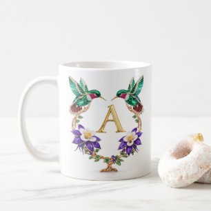 Luxury Jeweled Hummingbird Monogram A Coffee Mug