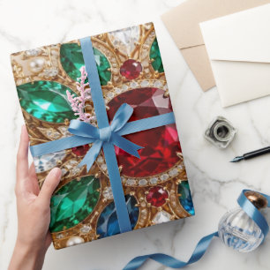 Luxury Jewelled Snowflake Christmas Wrapping Paper
