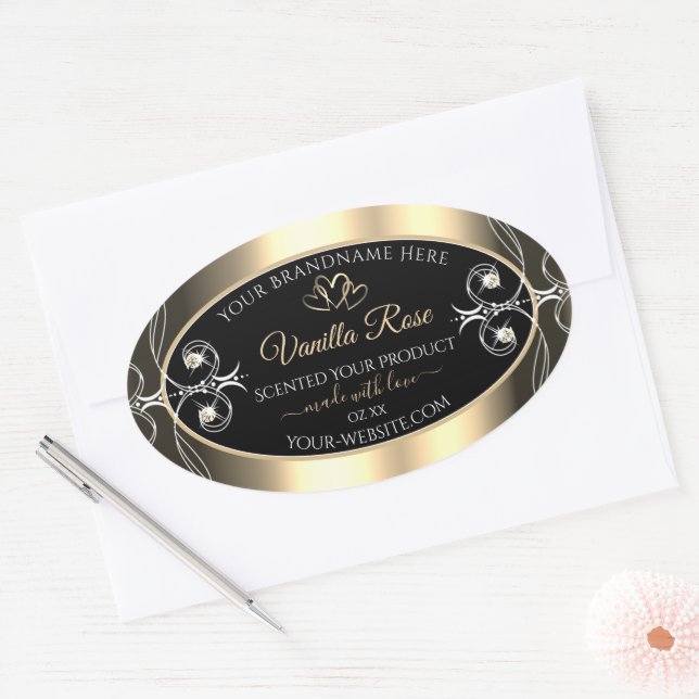 Luxury Jewels Black and Gold Decor Product Labels (Envelope)