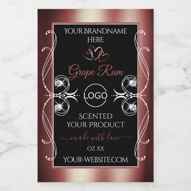Luxury Jewels Wine Red Black Product Labels Logo (Single Label)