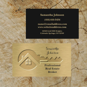 Luxury Key Gold & Black Real Estate Business Card