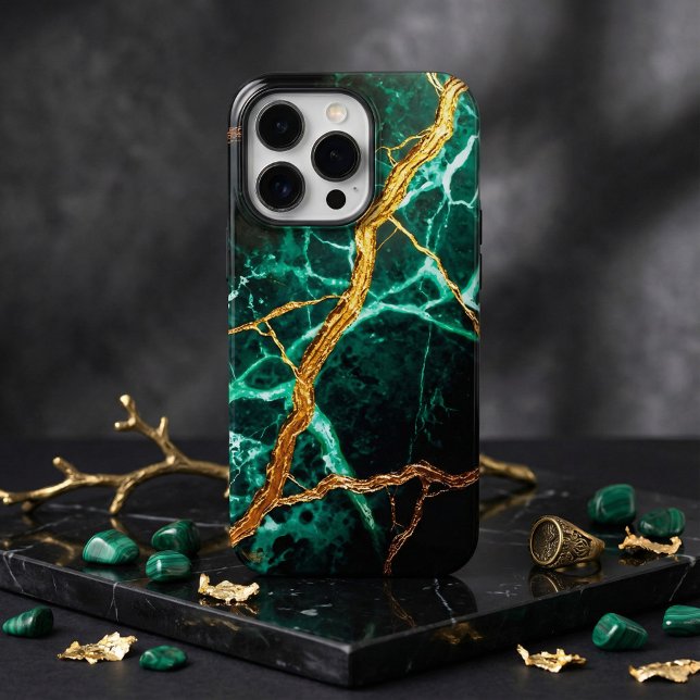 Luxury Kintsugi Emerald Gold Marble Aesthetic iPhone Case (Creator Uploaded)