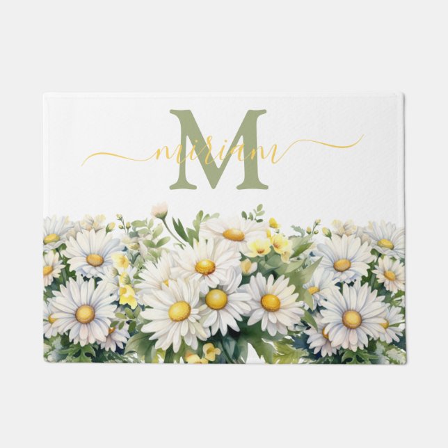 Luxury Kitchen Floor Mat: Daisies Flowers Door Mat (Front)