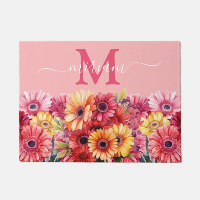 Luxury Kitchen Floor Mat: Gerbera Daisies Door Mat (Front)