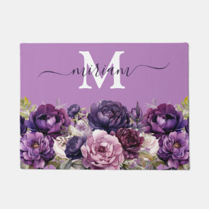 Luxury Kitchen Floor Mat: Purple Flowers Door Mat