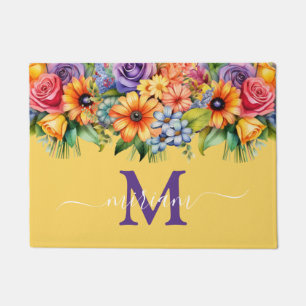 Luxury Kitchen Floor Mat: Spring Flowers Yellow Doormat