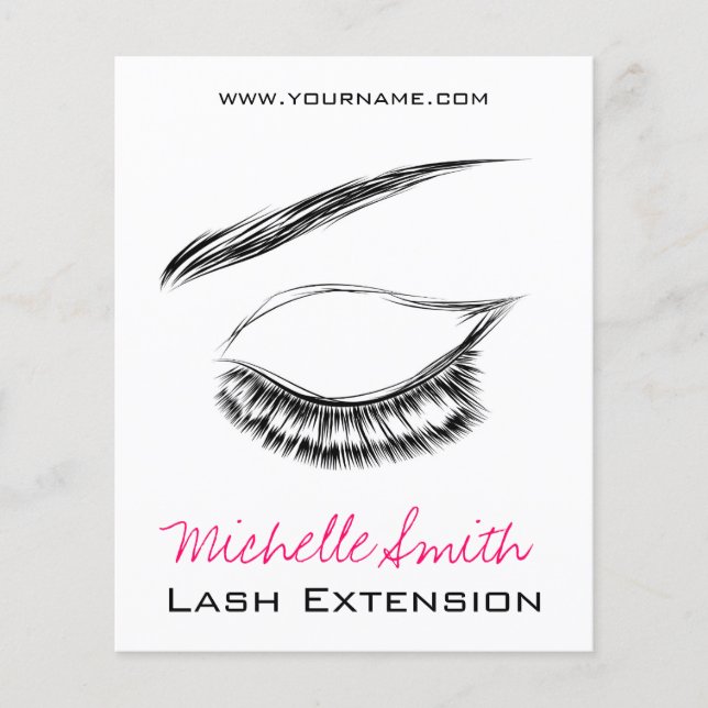 Luxury Lash & Beauty Salon Black White Eyelashes Flyer (Front)