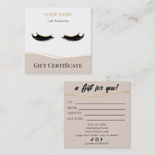 Luxury Lash Technician Gift Certificate Card