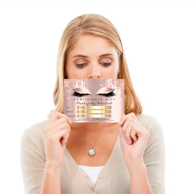 Luxury Lashes Blush Drips  Makeup Certificate Gift Invitation (Luxury Lashes Blush Drips Makeup Certificate Gift Invitation)