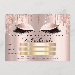 Luxury Lashes Rose Gold Makeup Certificate Gift Invitation