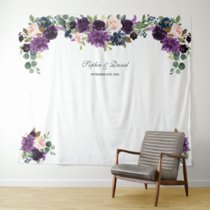 Luxury Lavender Pink Blue Floral Wedding Prop Tapestry