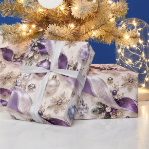 Luxury Lavender Purple Christmas Ribbons Wrapping Paper