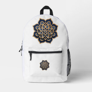 Luxury Layered Mandala Art - Midnight Blue & Gold Printed Backpack