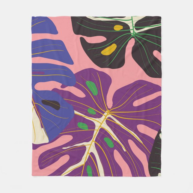 Luxury leaf art deco wallpaper. Nature background. Fleece Blanket (Front)