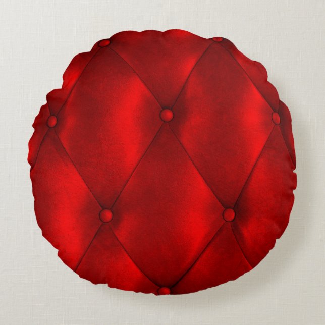 Luxury leather button chair texture round cushion (Front)