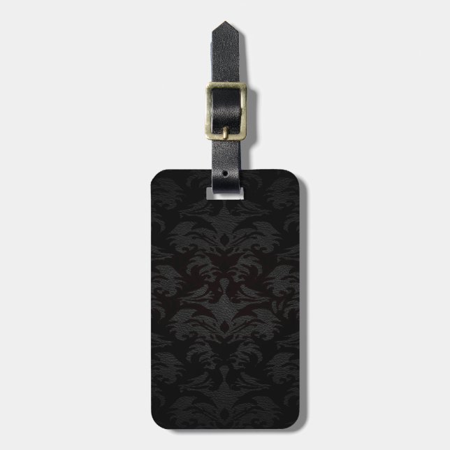 luxury leather look damask luggage tag (Front Vertical)