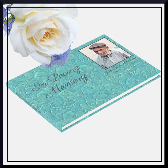 Luxury Leather-Look Loving Memory Photo Guest Book (Creator Uploaded)