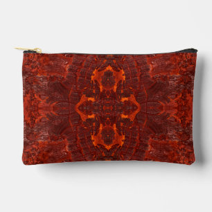 Luxury Leather Textured Golden Brown Pattern Accessory Pouch