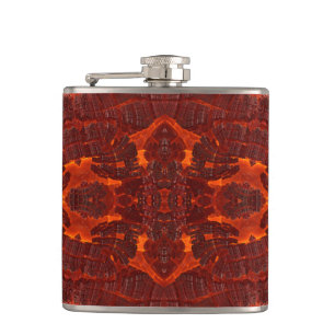 Luxury Leather Textured Golden Brown Pattern Hip Flask