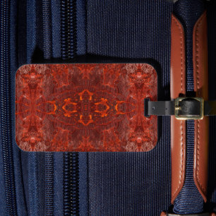 Luxury Leather Textured Golden Brown Pattern Luggage Tag