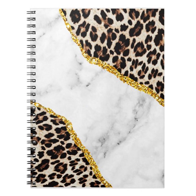 Luxury Leopard Interior Marble Stone Glitter Beach Notebook (Front)